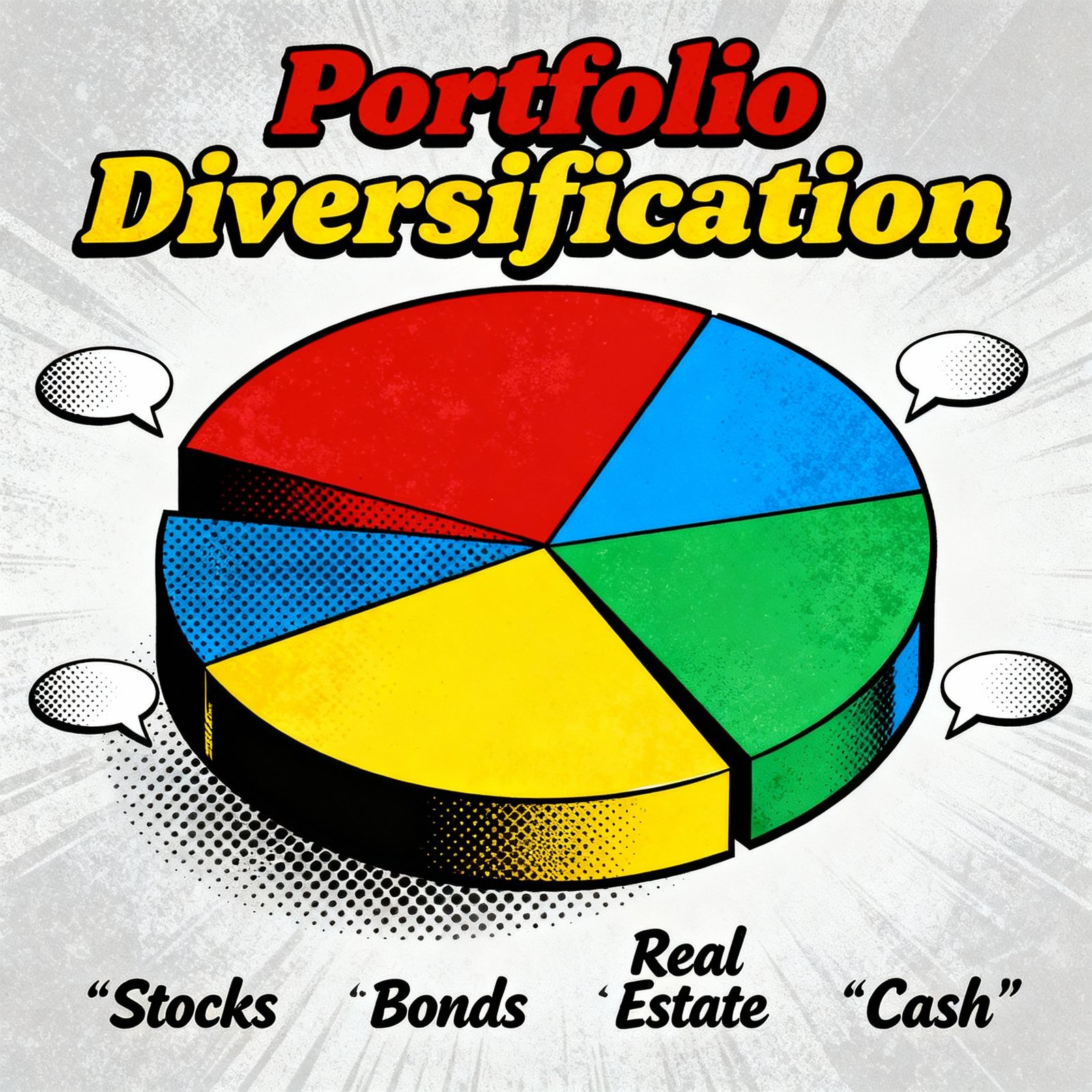 Concept de diversification de portefeuille en pop art rétro