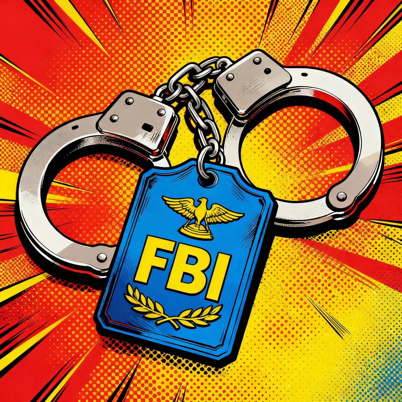 Illustration pop art de la justice internationale qui frappe