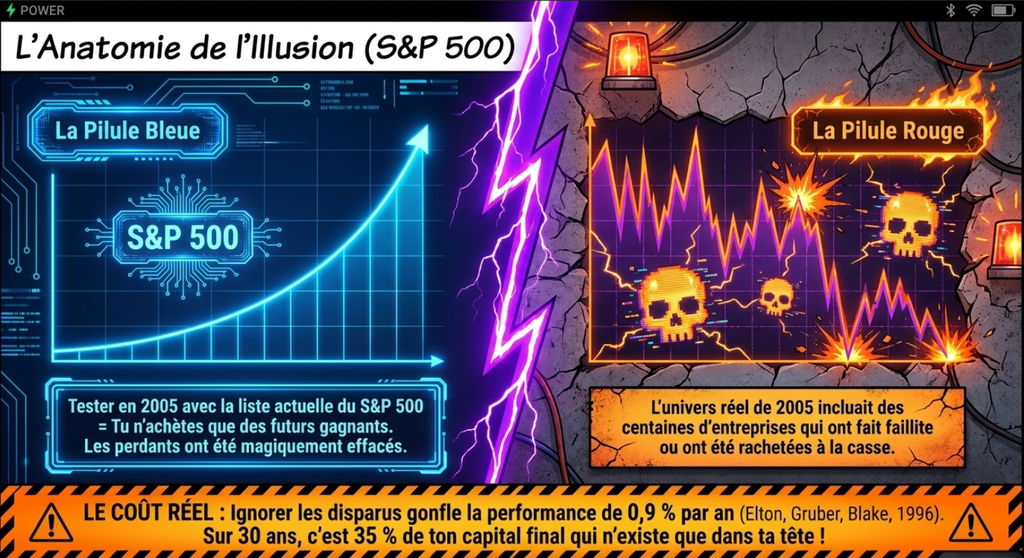 Comparaison entre une vision optimiste du S&P 500 et la réalité des entreprises en faillite